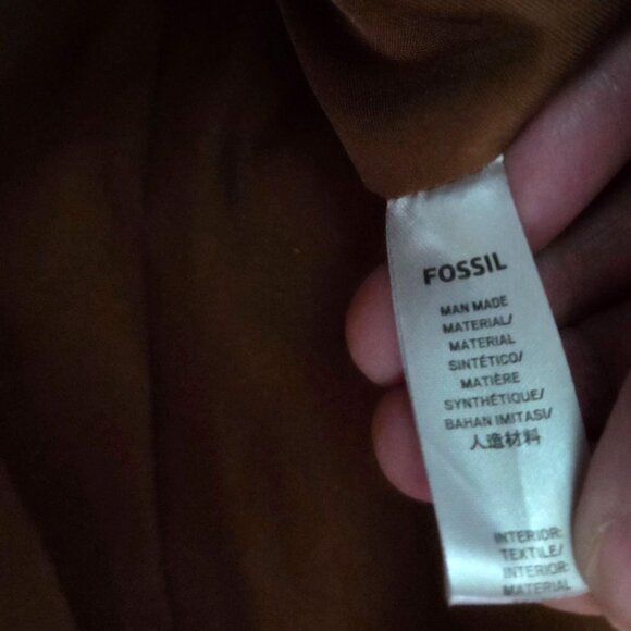 Fossil Sydney Brown Geometric Coated Canvas Satchel Crossbody Bag Boho Preppy - Picture 11 of 12